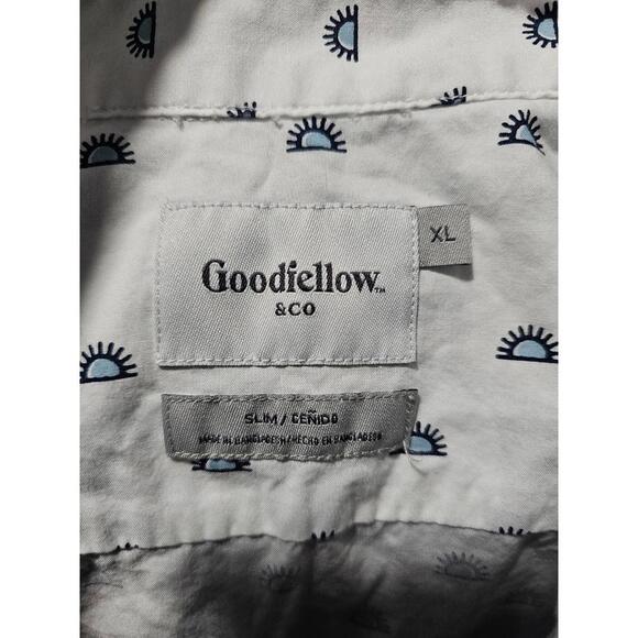 Men's Goodfellow Button Up Shirt Size XL Slim Sun White Short Sleeve 100% Cotton - Picture 2 of 12